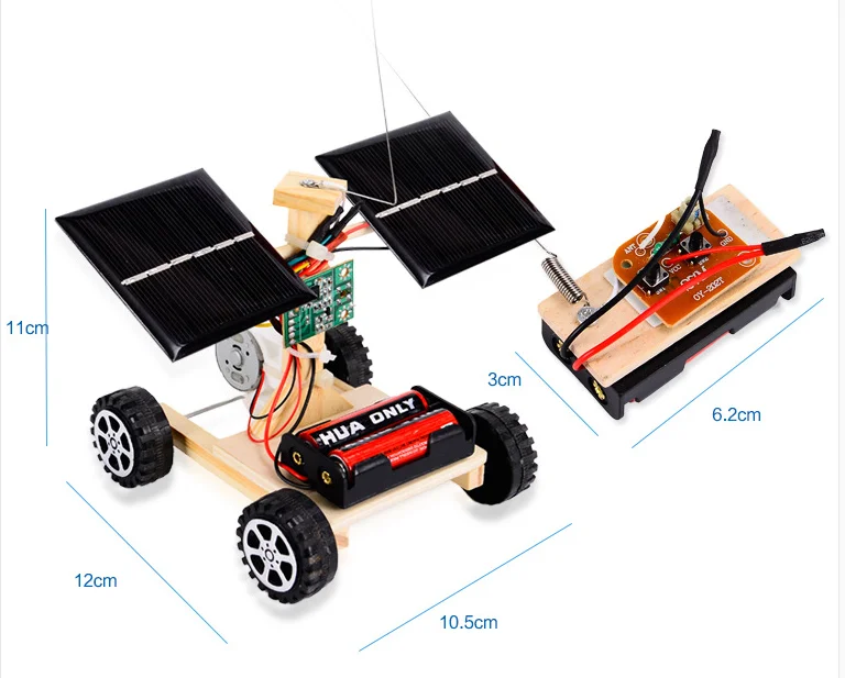 Assembly RC Toys DIY Mini Wooden Car Wireless Remote Control Vehicle Model DIY Solar Car Kids Toy Science Educational Toy