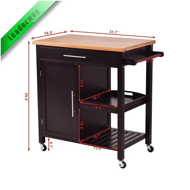 3 Layers 2 Drawer Kitchen Vegetable Storage Island Trolley Kitchen Furniture For Home Restaurant Use
