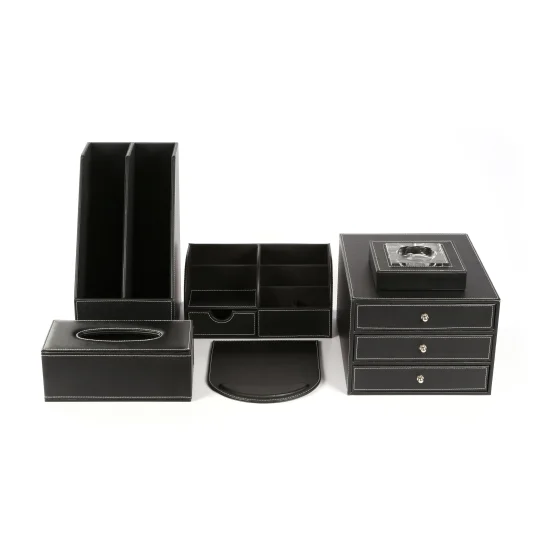 Office Stationery Leather Office Desktop Organizer Elegant Desk Sets