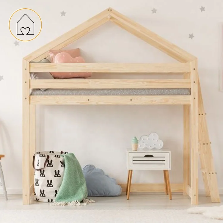 Kids mid sleeper cheap price bedroom furniture set amazon house loft bunk bed with stairs