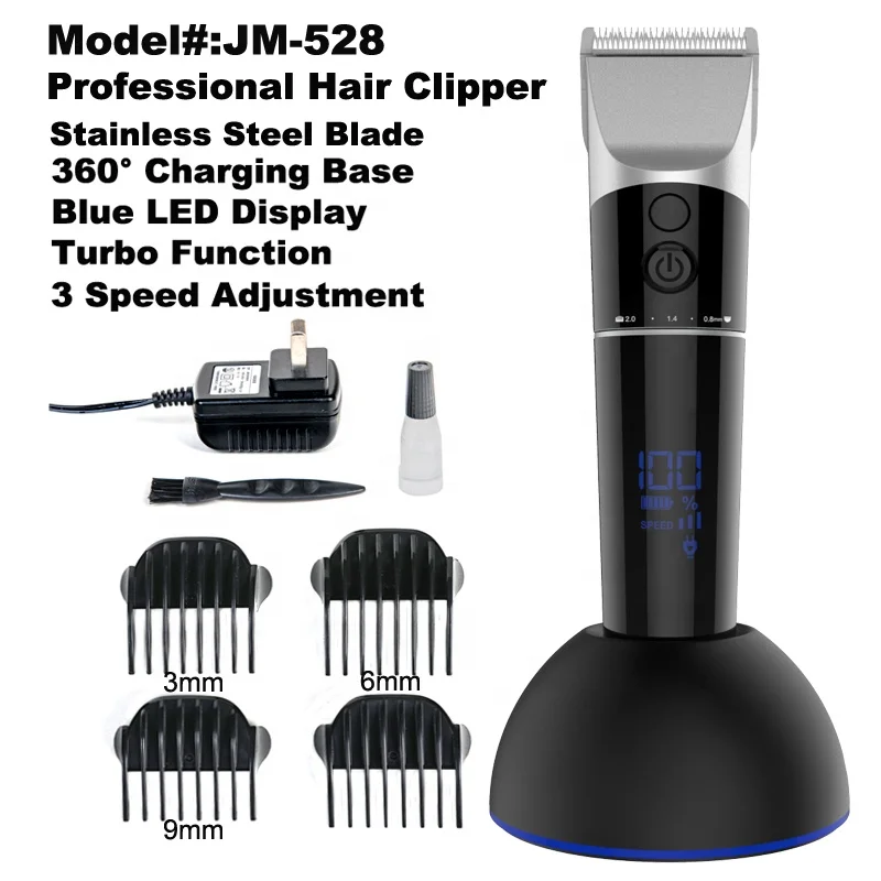 Digital LED Display Professional Hair Trimmer Rechargeable Electric Hair Clipper Hair Cut Machine JM-528