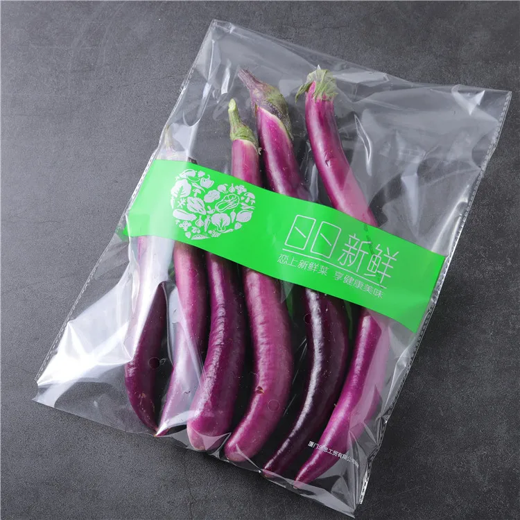 Custom size Transparent Eco-friendly Heat Seal Sealing punch hole BOPP anti- fog packaging pouch fruit vegetable bag