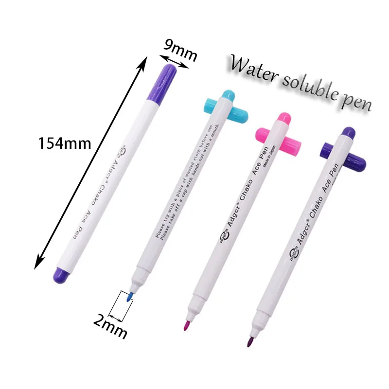 4pcs/lot Water soluble pen DIY stationery Erasable Pens Grommet Ink Fabric Marker Marking Pens DIY Needlework Red Blue Purple