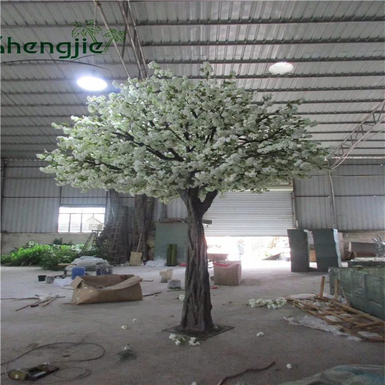 Pure white artificial fiberglass cherry blossom tree for wedding decoration