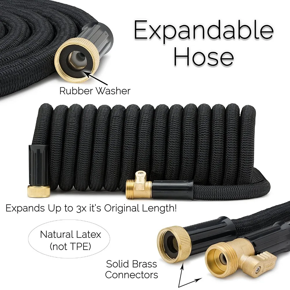 Heavy Duty Expandable 50Ft Expanding Garden Water Hose With Copper Fittings