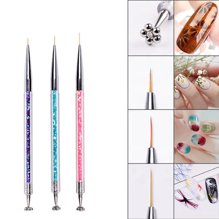 
Double Use Flower Magnet Pen Plastic Acrylic Handle Nylon Liner Painting Nail Brush Nylon Stripe Brush Cat Eye Magnetic Pen 