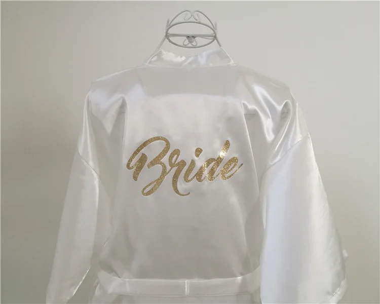  Прямая поставка белый атласный халат для девичника и невесты свадебные