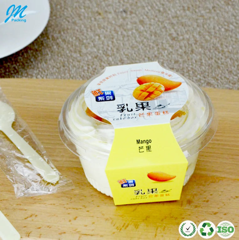Clear small round plastic fruit ice cream and cake cup packaging container box