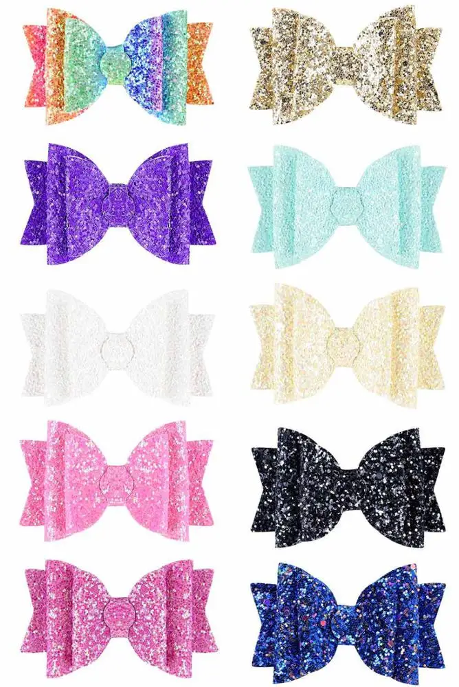 3,5 дюймов новый детский «ласточкиным хвостом», Симпатичные носки с трехмерной аппликацией в виде Ангела из пайеток половина-pack кожаные аксессуары для волос, аксессуары для волос клип