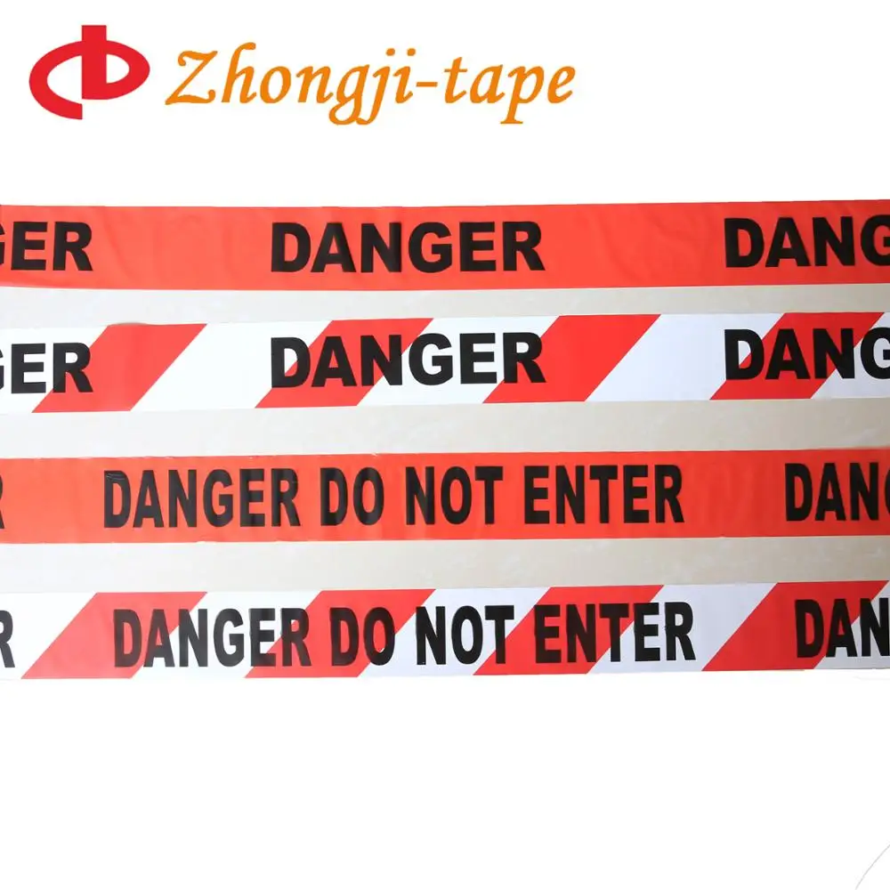 Barrier Tape with Caution and Dangers Printed PE Non-adhesive Warning Tape Produced by Zhongji.china