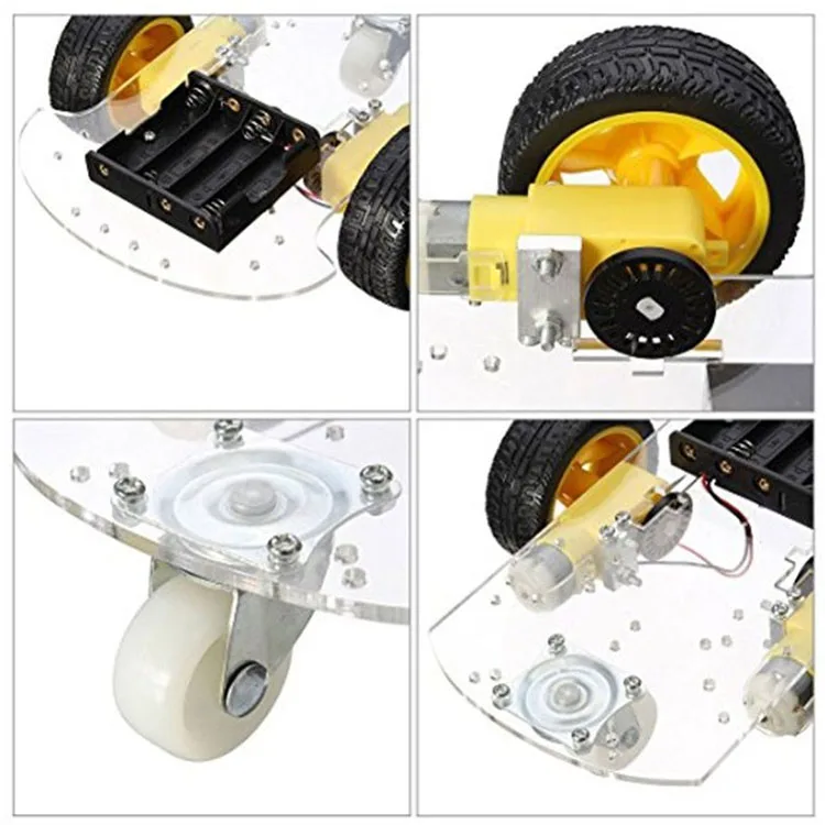 2WD Smart Robot Car Chassis Acrylic 250RPM Motor 9V 90:1 Metal Gearbox for DIY Smart Car