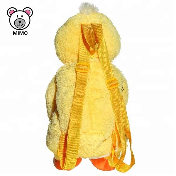 ICTI Standard Soft Plush Toy Yellow Duck Kids Backpack School Bag For Girl Fashion Custom 3D Cartoon Stuffed Zoo Animal Backpack