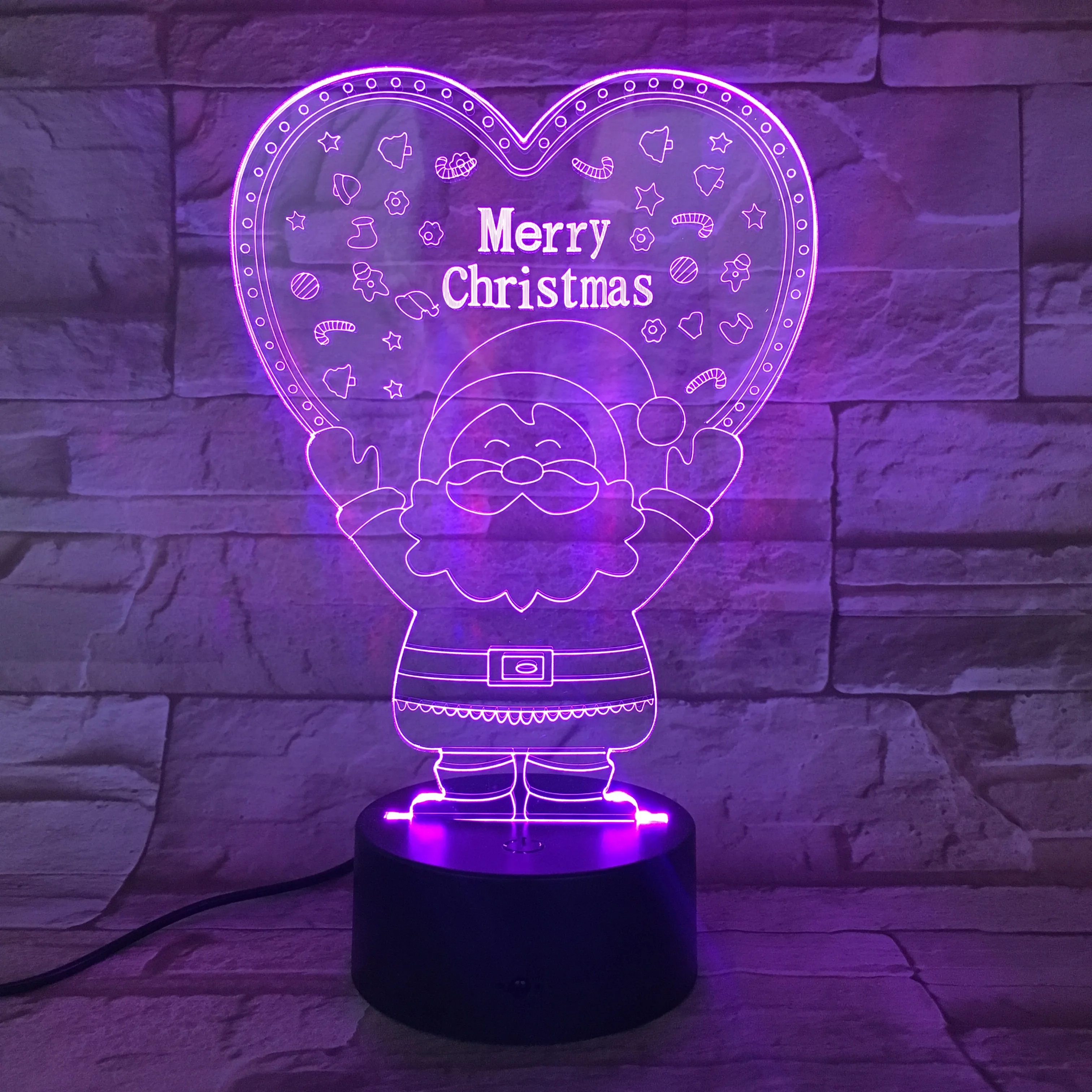 
Merry Christmas 3D Night Light Customized Night Lamp Children Light Santa Claus 3D Illusion LED Lamp For Holiday Gift Decor 