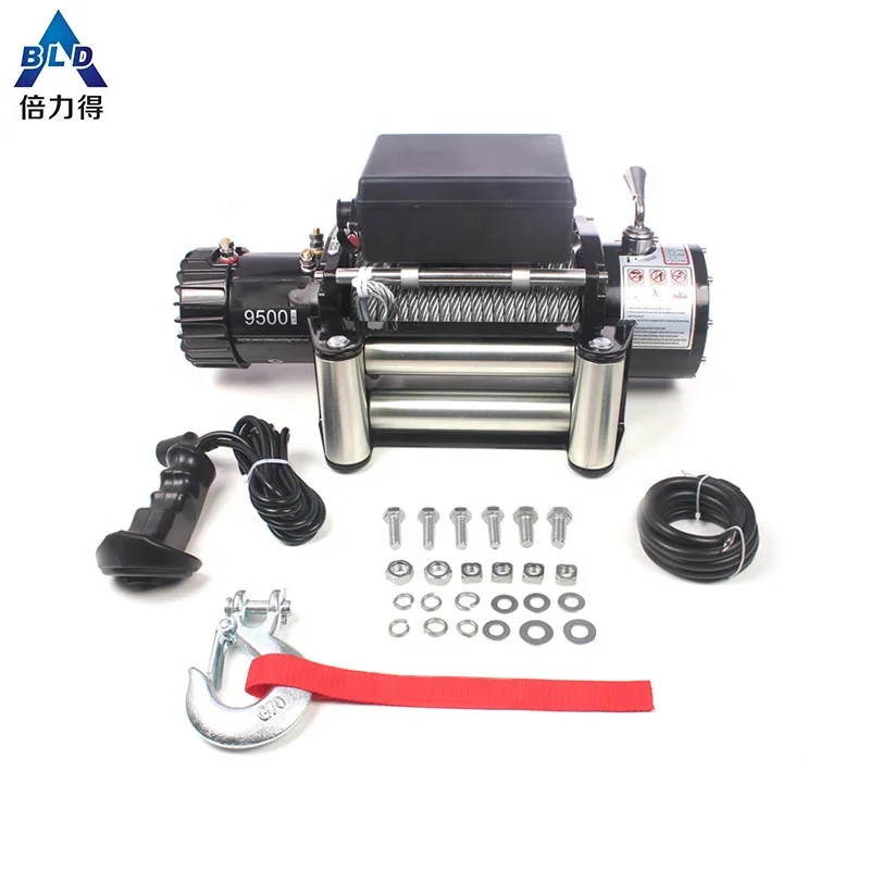 
12 v electric recovery fast handle winch 9500lbs used for 4x4 car 