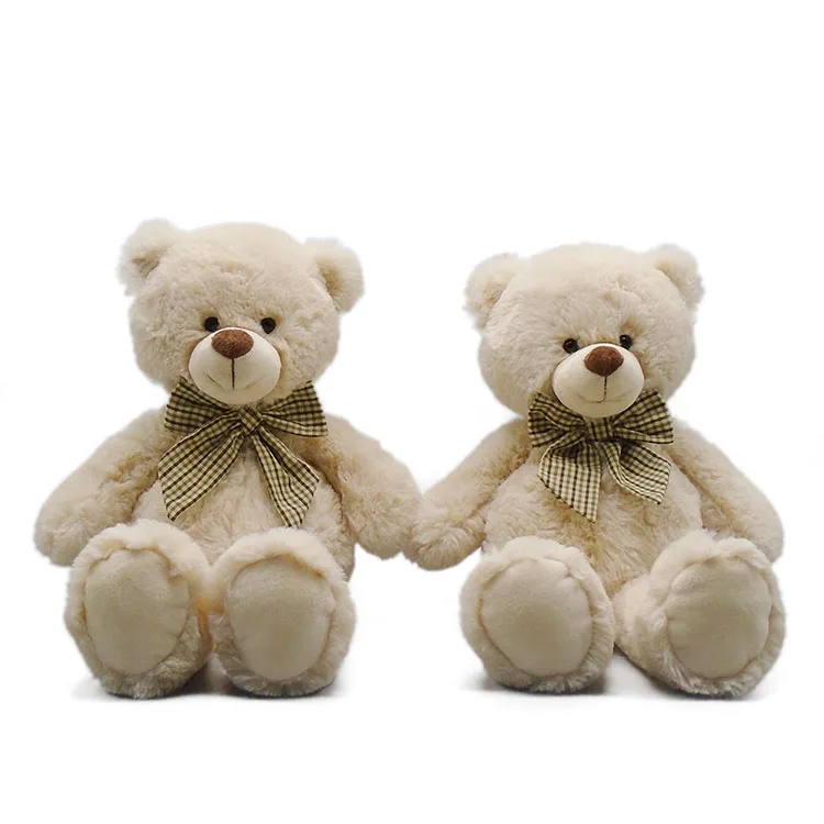 Cute Design Ivory Color Plush Teddy Bear with Bowtie