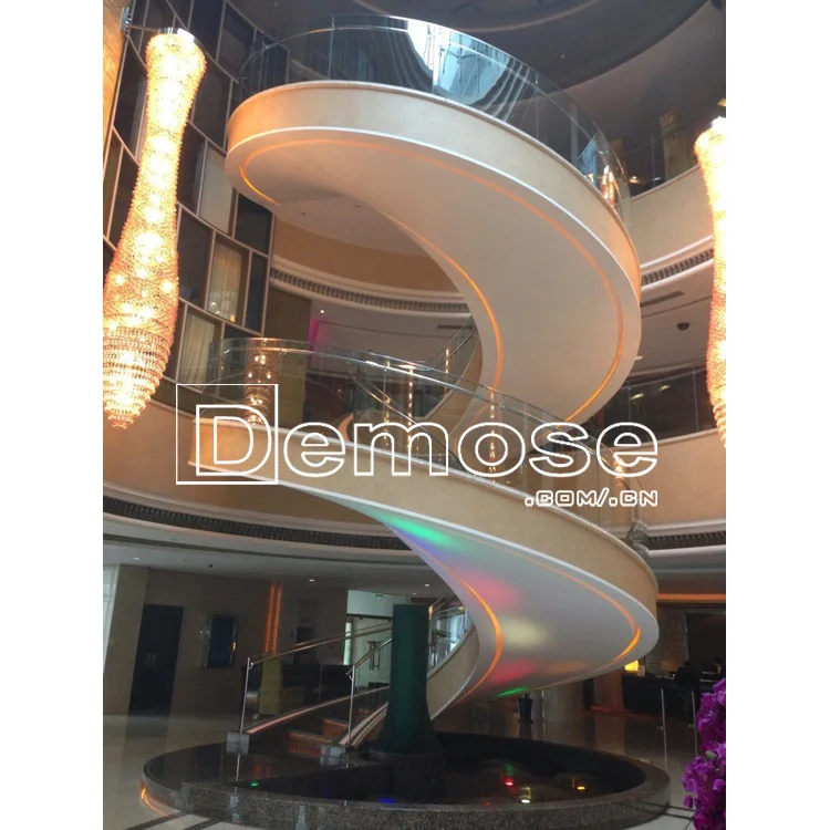 
marble stair glass rialing shopping mall spiral staircase design 