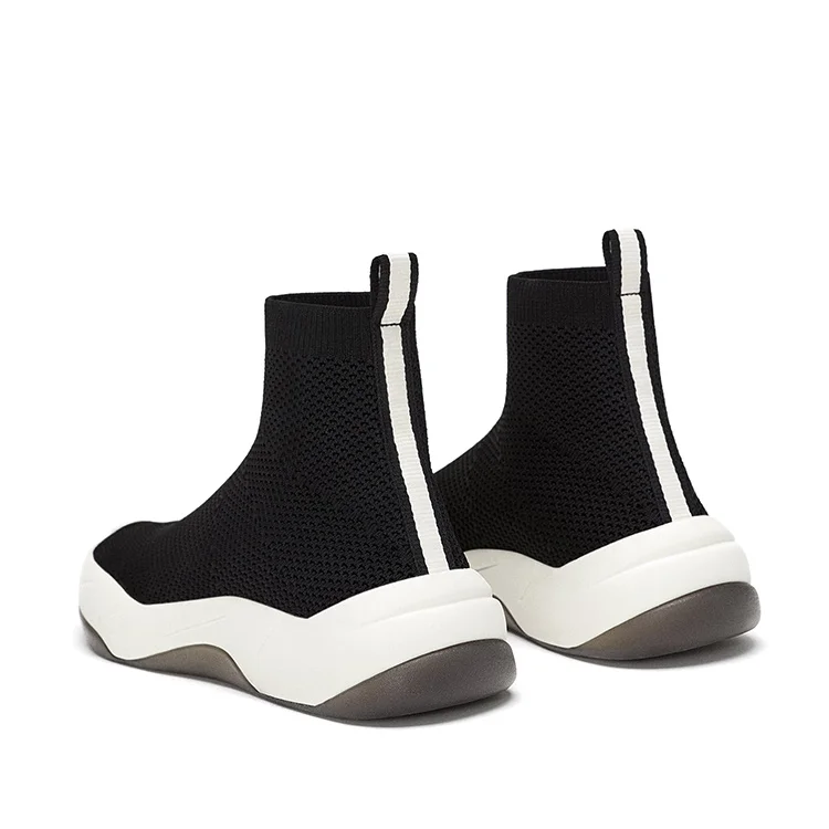 Fashion Shoes Casual High Neck Ladies Casual Shoes Women Sneaker Knit Flats