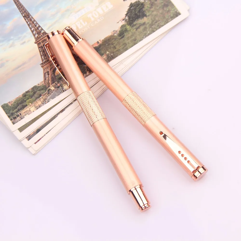 Customized logo metal pen promotional gold rose metal roller pen for wedding gift