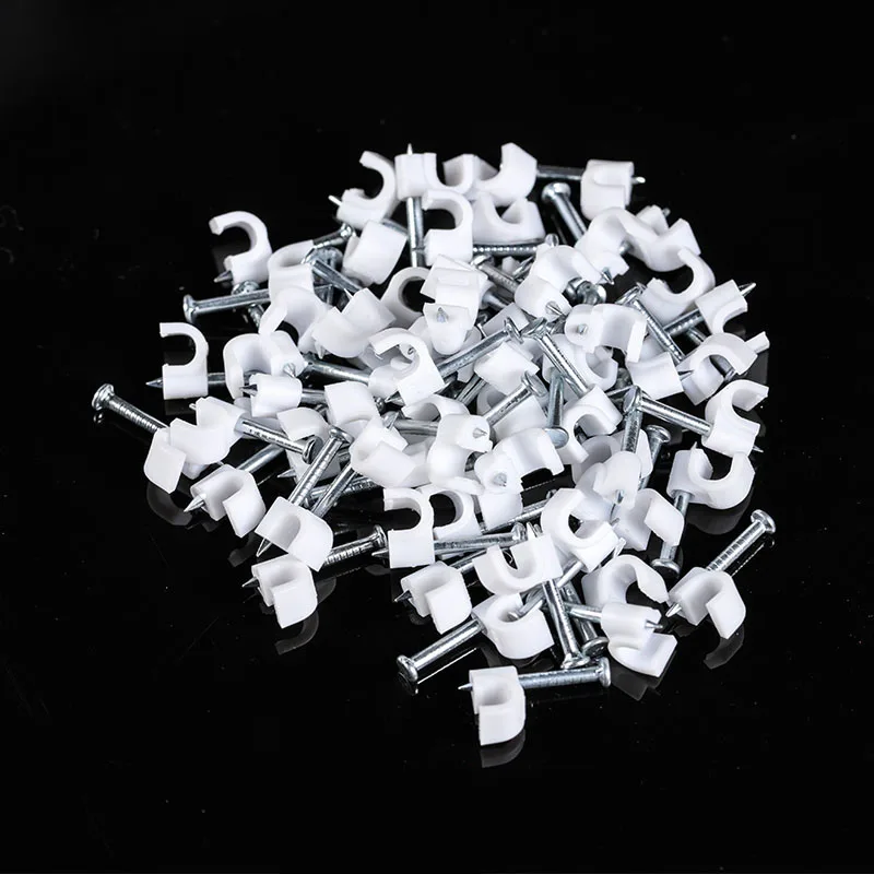 Hot sale plastic round cable clips with nail/good quality electric  cable clip