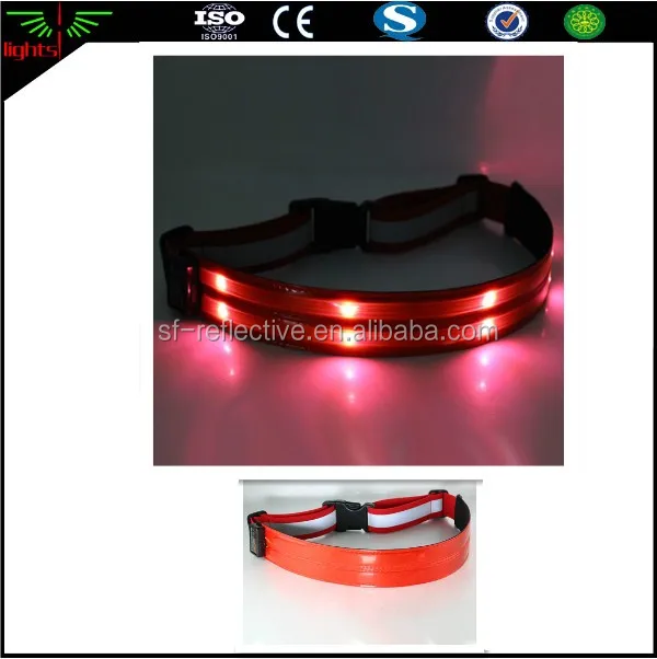 usb led rechargeable luminous adjustable reflective outdoor running cycling sports safety flashing light up elastic waist belt