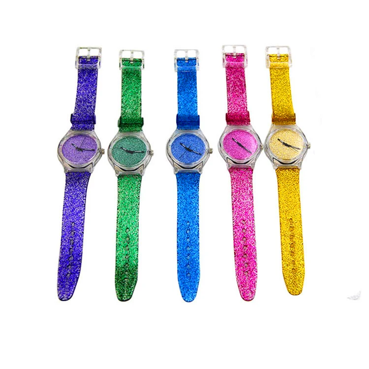 
Factory waterproof colorful wrist silicone jelly watch with customs logo 