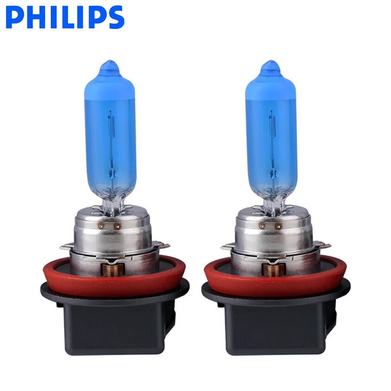 Philips H11 12V 55W Diamond Vision 5000K Super White Light Halogen Bulbs Car Headlight Fog Lamp 12362DV S2, Pair