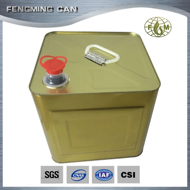 10 liter square metal tin pail with plastic lids