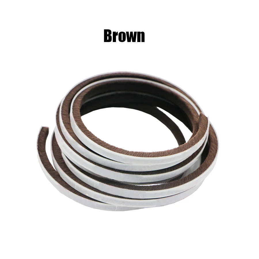 Brown Self Adhesive Mohair Sealing Brush Strip Home Door Window Frame Seal Protect Draught Excluder Weatherstripping Pile 9x9mm
