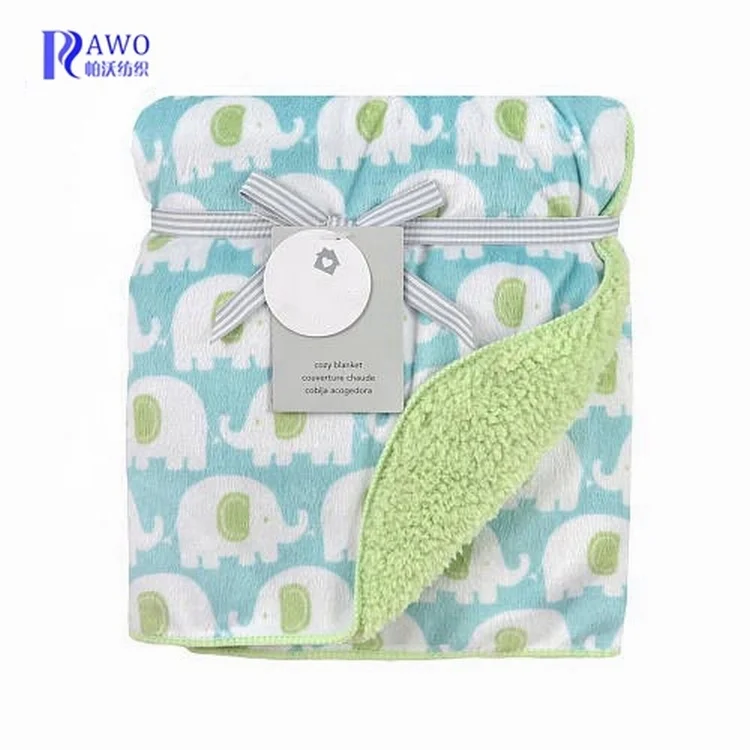 Dot print knitted 100% polyester super soft warm coral fleece baby blanket