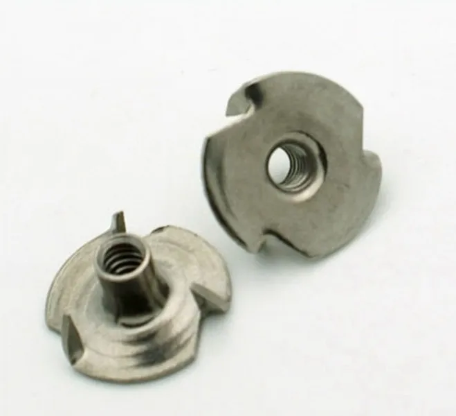 Stainless steel small size M2 M3 M4 M5 M6  three prongs insert tee nut for furniture