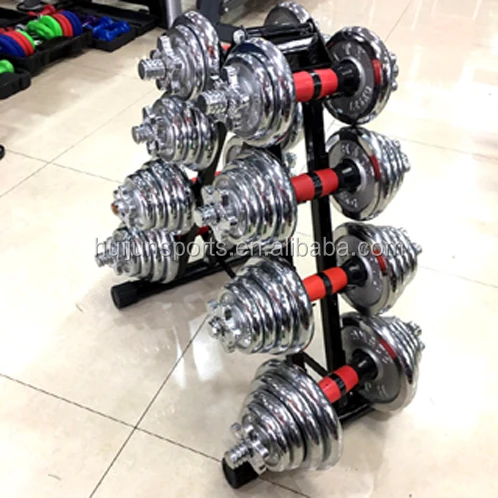 HJ-A047 High Quality HUIJUN Adjustable 10kg Dumbbell Set Gym Fitness Equipment Chrome Dumbbell rubber coated handle