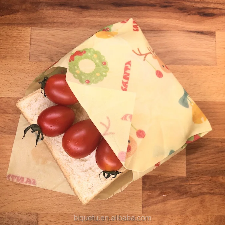 
Organic Reusable Cling Food Wraps Beeswax Food Storage Wrap Christmas Pattern 