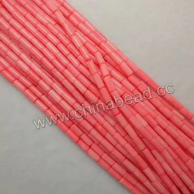 Jewelry making gemstone bead genuine pink tube coral beads
