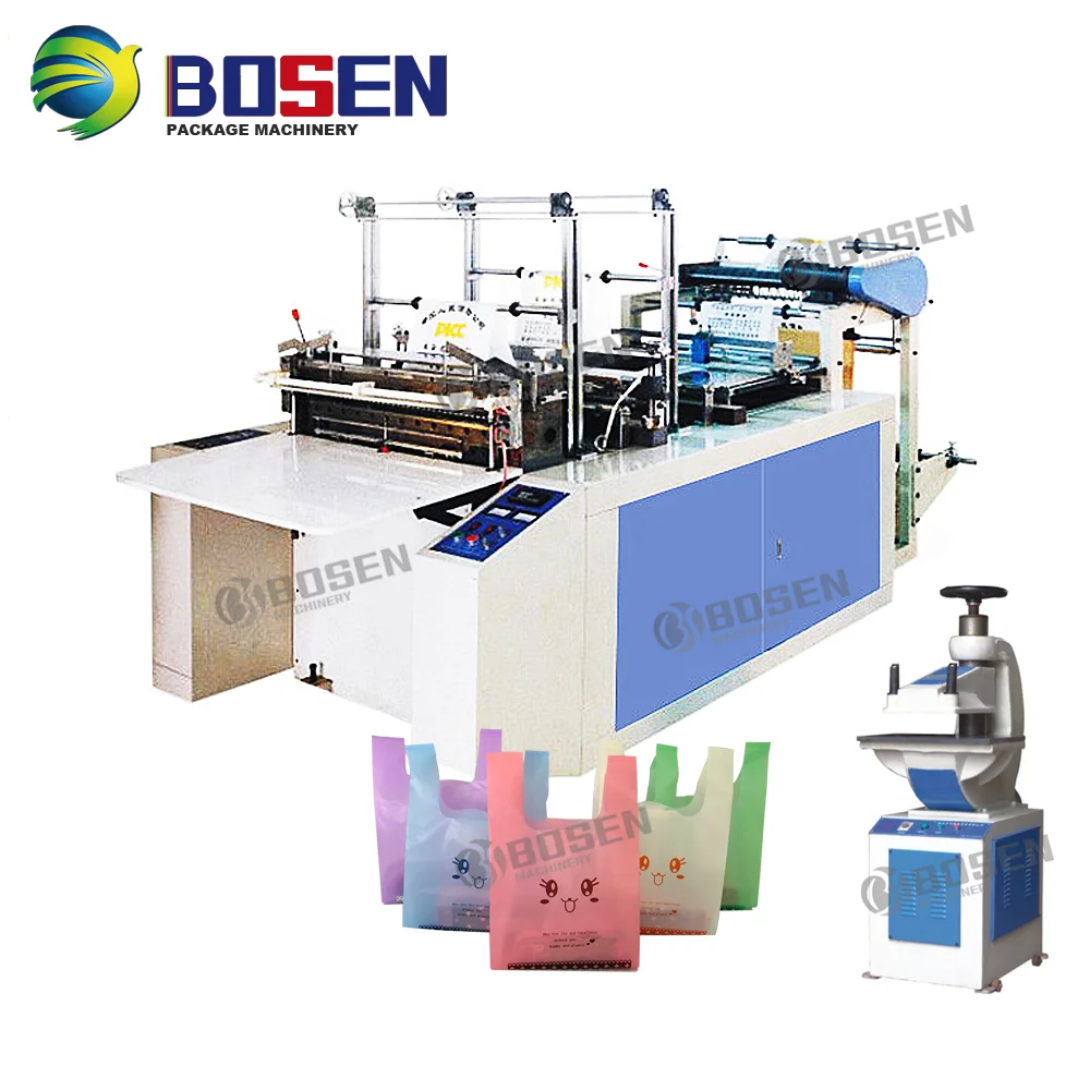 Plastic shopping bag making machine/HDPE Vest T-shirt shopping bag making machine/cold cutting hot sealing