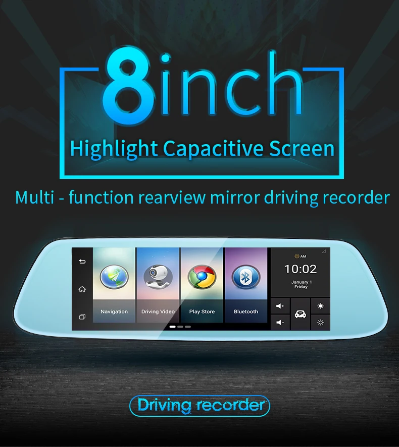 8-inch 4G rearview mirror car camera gps navigation 1080p manual hd dvr android 5.1 system