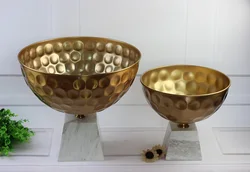 Roman Style Hand Crafted Glod Coffee Cup Shape Marble iron Concrete Flower Pot