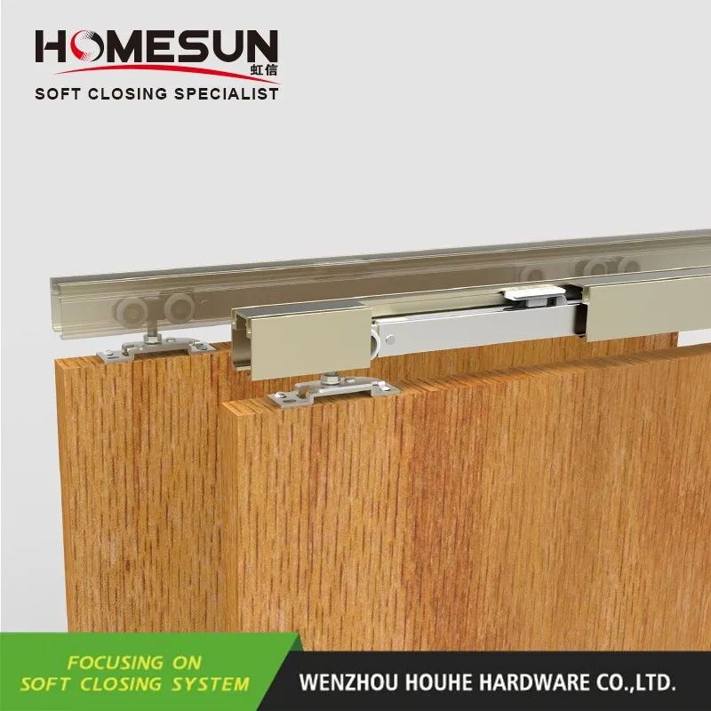 Soft closing mechanism top hanging sliding door damper