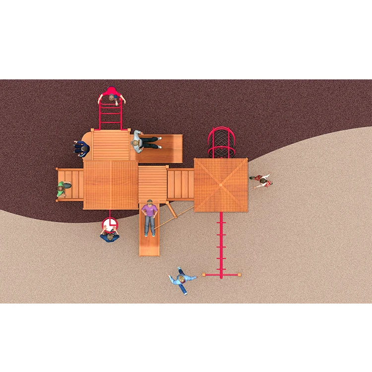 Professional production wooden playground outdoor multifunctional wooden small slide children playground equipment for sale