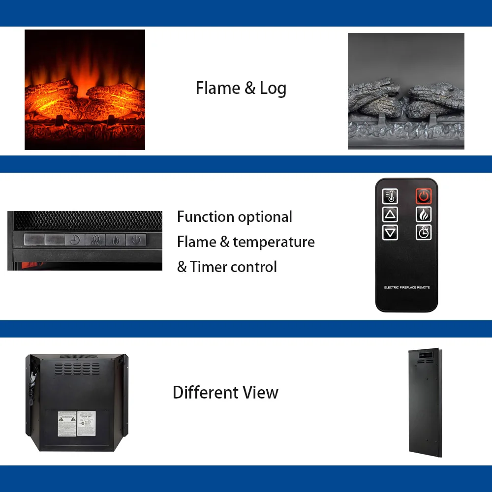 33 inch flat black decor flame Electric Fireplace heater