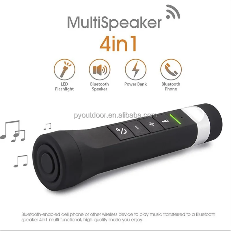 Hot sell 4 in 1 Bicycle Light+power bank+speaker+hands free Multifunctional music torch FM/MP3/MP4 wireless speaker