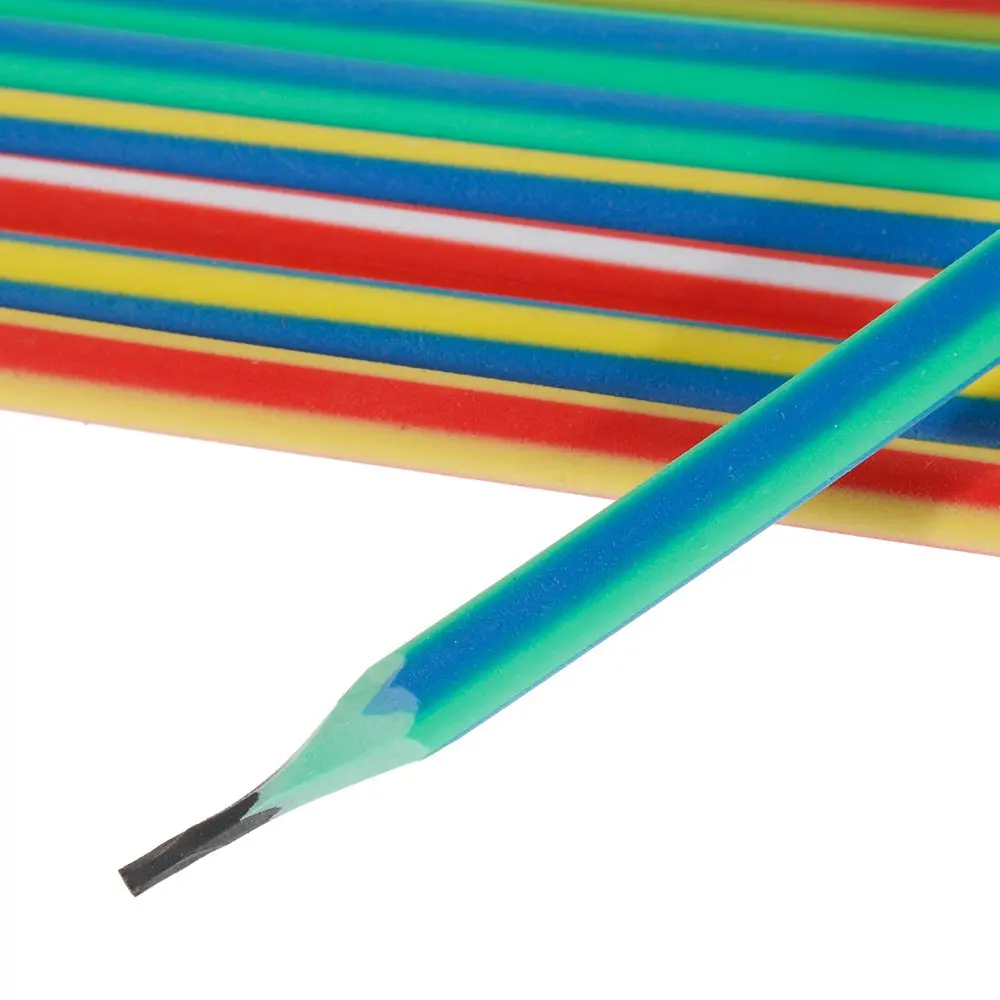 Multi Colored Striped Magic Pencil With Eraser,12 Inches long Soft Bendy Flexible For Kids-Great Fun Gift For Students