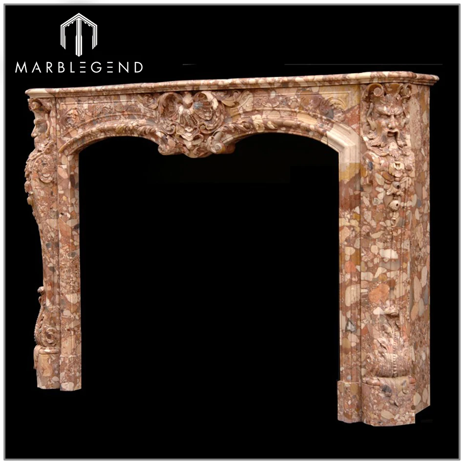 
Luxury Freestanding Hand-Carving Natural Marble Fireplace Mantel With Lion 
