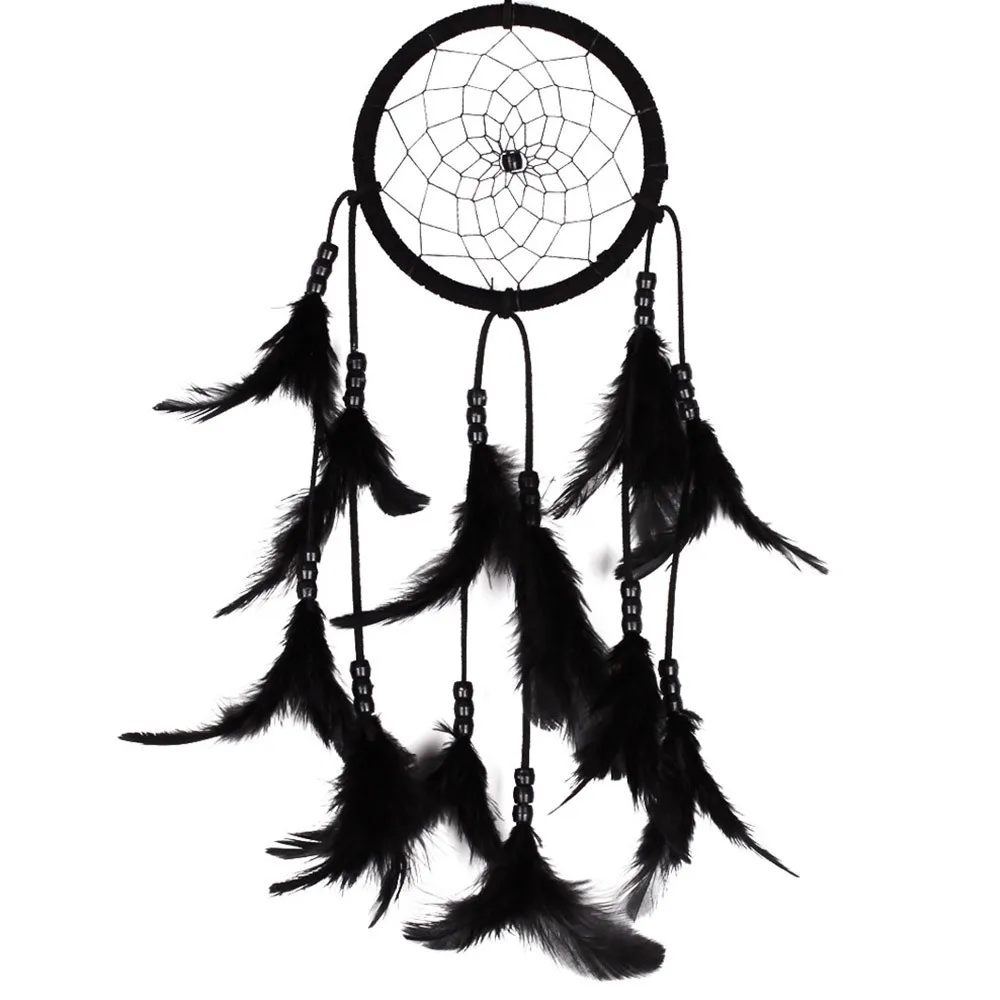 Hot Sale Black Dream Catcher Net With feathers Hanging Decoration Decor Gift New