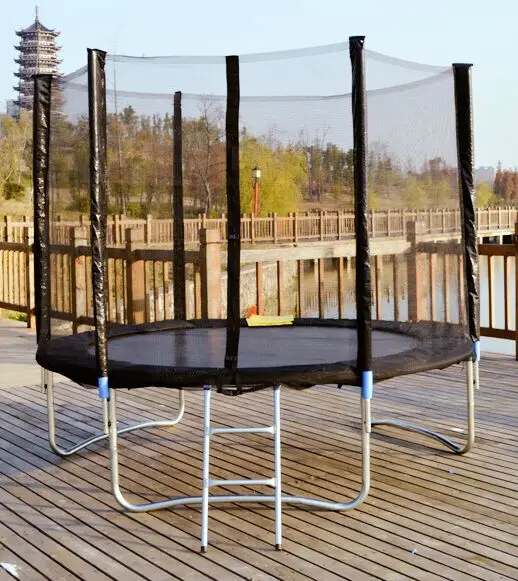 244cm 250cm outdoor gymnastic trampoline with high quality PE safety net
