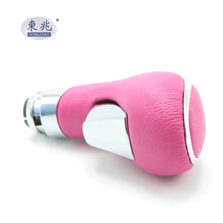 Pink Leather Universal Automatic Shift Knob With Button For GM/opel