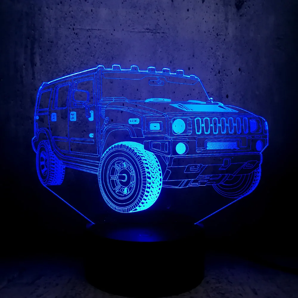 Hummer shape LED lamps 3D Illusion night light car fans gifts room decor desk exhibition table display boys moon lights
