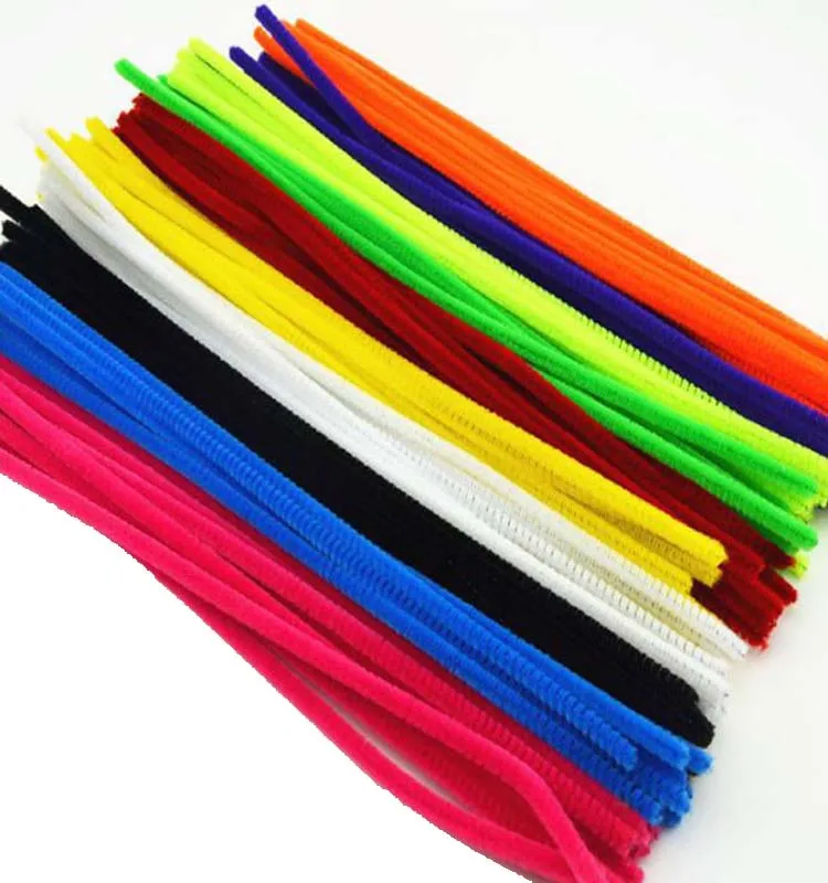 Wholesale colourful chenille stem 12 Colors 30cmX6mm Tinsel Chenille Stem Pipe Cleaners