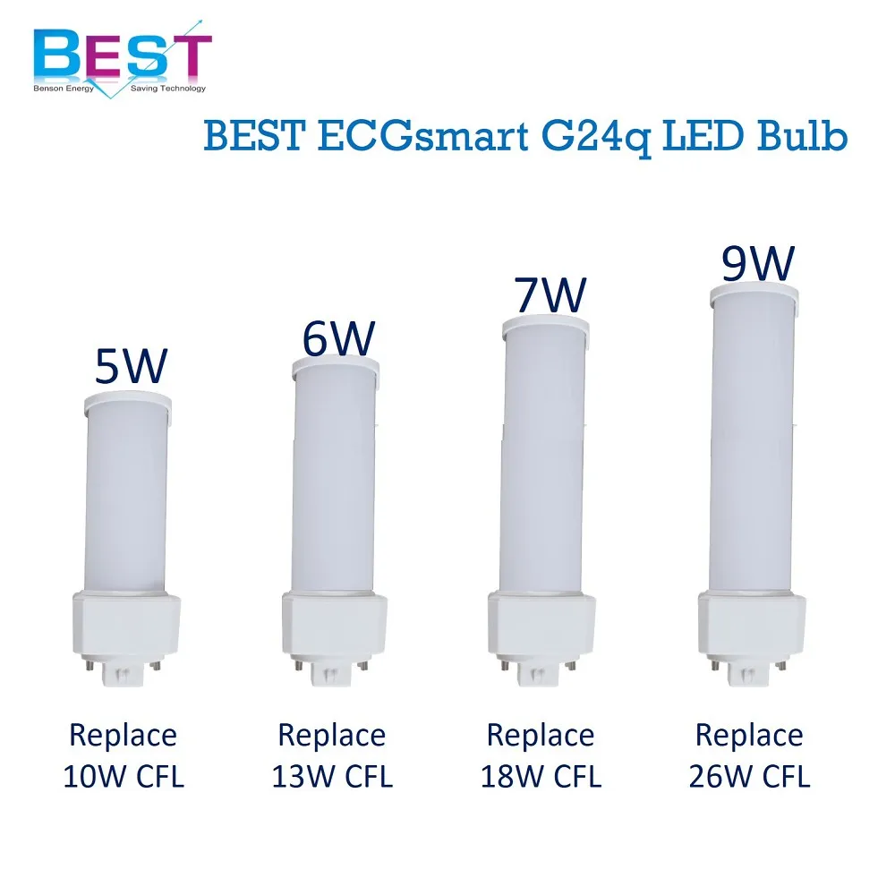 
Ballast compatible, 4 pin Rotary dimmed G24q LED retrofit lamp to replace G24q-1, G24q-2, G24q-3 CFL 