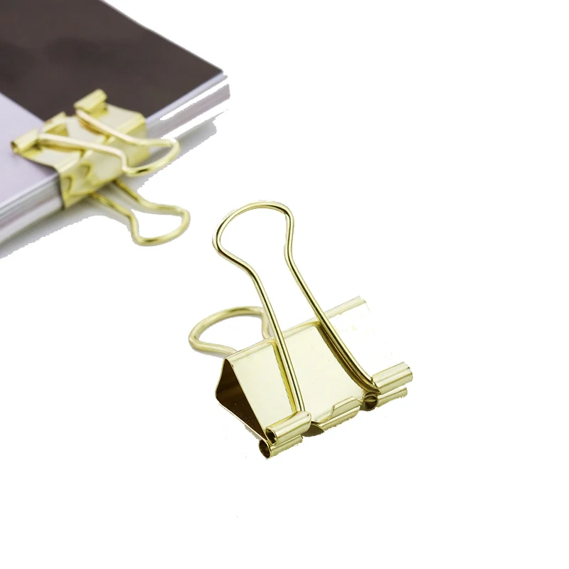 high quality decorative15mm,19mm,25mm,32mm  metal gold binder clip