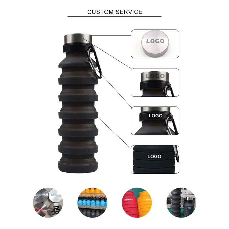 19.5OZ Most Popular Products Outdoor Sports Foldable Collapsible Silicone Smart Water Bottle With Custom Logo